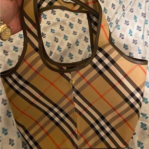 Plaid Tote Bag with Brown and Tan Accents